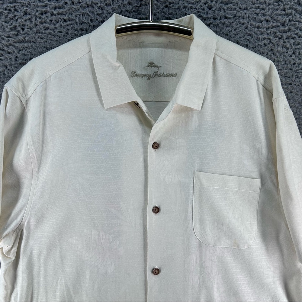 Tommy Bahama Silk Embroidered Shirt XL Triple Surfboards Palm Trees Island Life - Picture 3 of 12